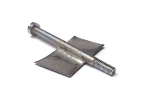 Nickel-plated bolt soldered to a stainless steel plate.